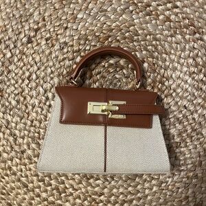 Elegant Brown and Cream Women's Handbag